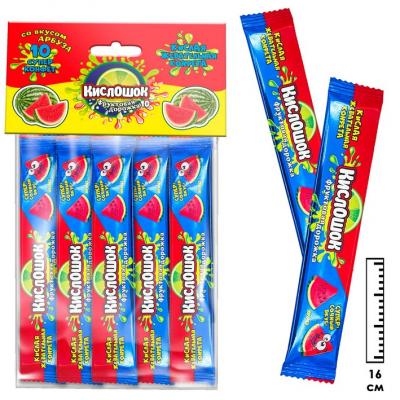 Кислая жевательная конфета Кислошок - фруктовая дорожка 10 со вкусом арбуза (Россия) 120г
